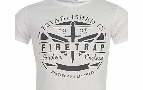 Firetrap Mens Battersea T Shirt Mens White M