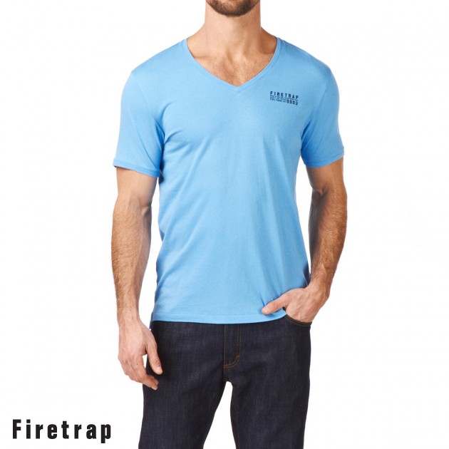 Firetrap Mens Firetrap Pathdeep T-Shirt - Pool Blue