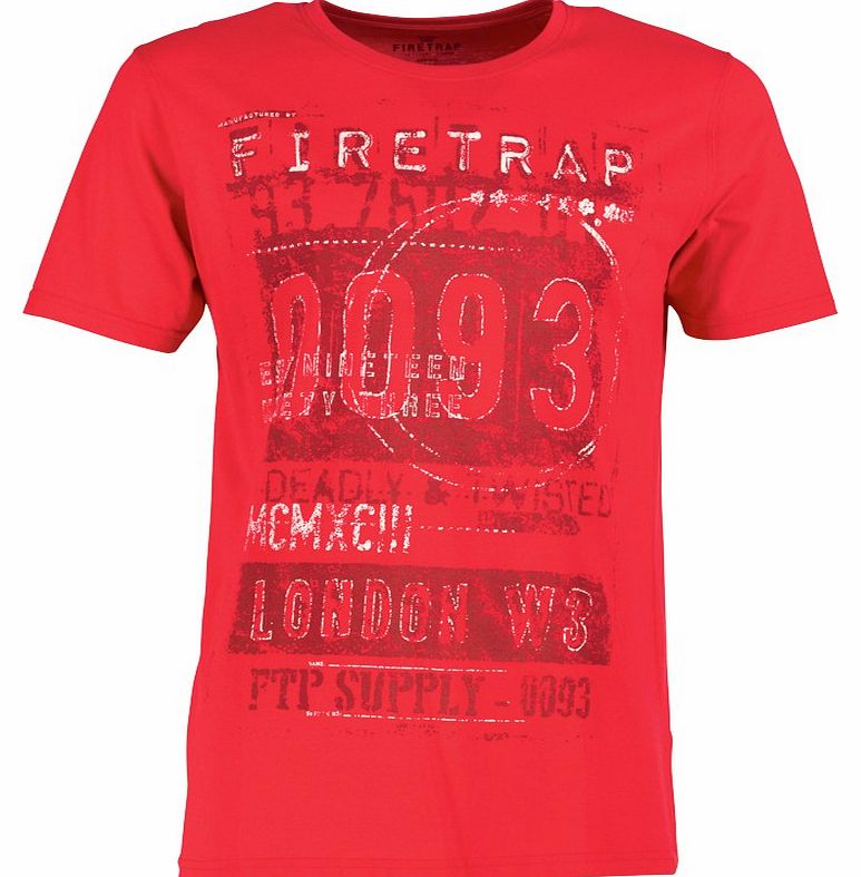 Firetrap Mens Milly T-Shirt Lipstick Red