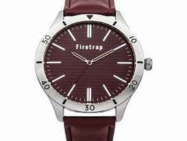 Firetrap Mens Red Leather Strap Watch