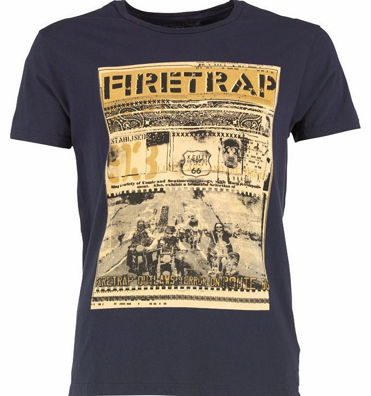 Firetrap Mens Route T-Shirt True Navy