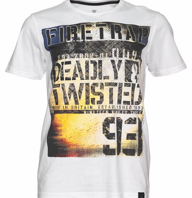 Firetrap Mens Twisted T-Shirt Optic White