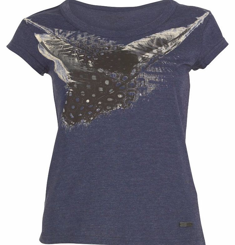 Womens Aria Feather T-Shirt Navy Marl