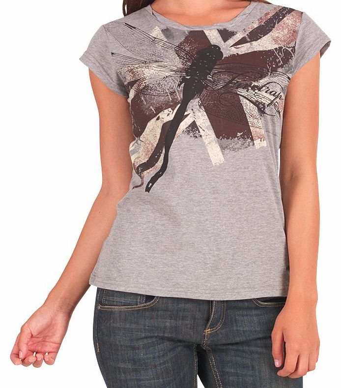 Womens Dionne Dragonfly T-Shirt Grey Marl