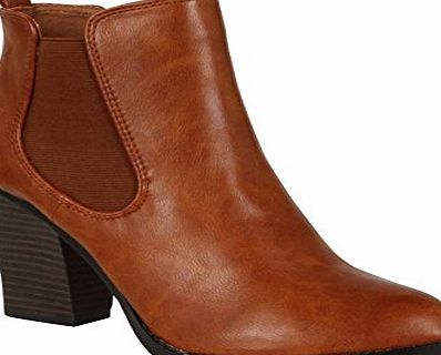 Firetrap Womens Sprung Chelsea Boot Pull On Design Block Heel Ladies Shoes Tan 5