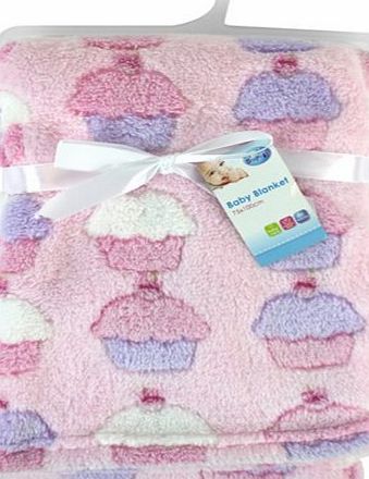 First Steps ``First Steps`` Luxury Soft Fleece Baby Blanket in Cute Cupcake Design 75 x 100cm for Babies from Newborn