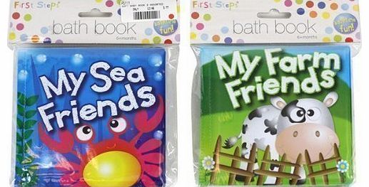 Set of TWO Soft Bath Books Baby/Toddler/Childs Bathtime Play Floating Educational Toy