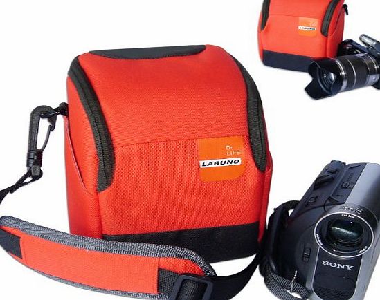 first2savvv  high quality anti-shock orange Nylon camcorder case bag for JVC GZ-RX110BEU
