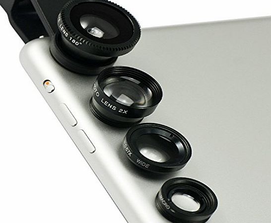 first2savvv  JTSJ-4N1-A01 black mobile phone Universal 4 in 1 Clip Camera professional glass Lens Kit (fish eye, wide angle, macro lens and barlow) for sony xperia go tipo miro T J Z E L SP ZR xperia M