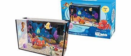 Fish Around Finding Nemo Glass Aquarium 15 Litres, With Hinged Cover, Filter, Background, Nemo Ornament amp; Fun Stickers