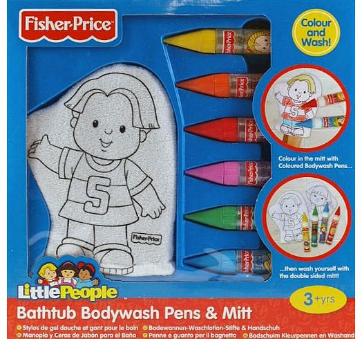 Little People Bath Time Colouring Body wash Mitt And Crayons Set - Fisher Price