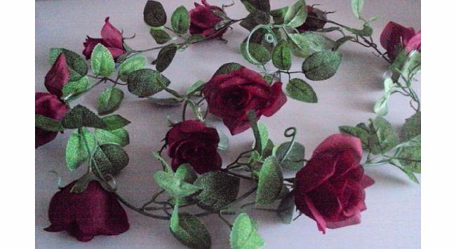 FISHERS4FLOWERS 5FT 10`` DEEP RED SILK FLOWER ROSE GARLAND/WEDDING FLOWERS/DECORATION/CRAFTS