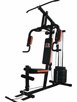 FIT4HOME F4H Home Multi Gym ES-403 Toning Body Building Workstation Strength Machine (RED AND BLACK)