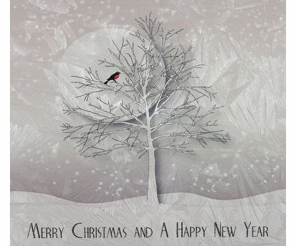 FIVE DOLLAR SHAKE  SNOWFALL AND MOONLIGHT RANGE `` Merry Christmas / New Year - Tree `` Boxed Christmas Cards (6 Cards Per Box)- SX2