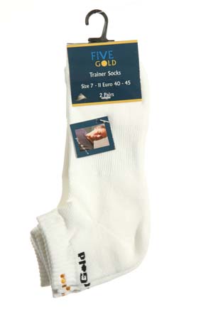 Five Gold Mens 2 Pair FiveGold Trainer Sock White