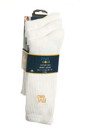 Five Gold Mens 3 Pair FiveGold Sport Sock Black