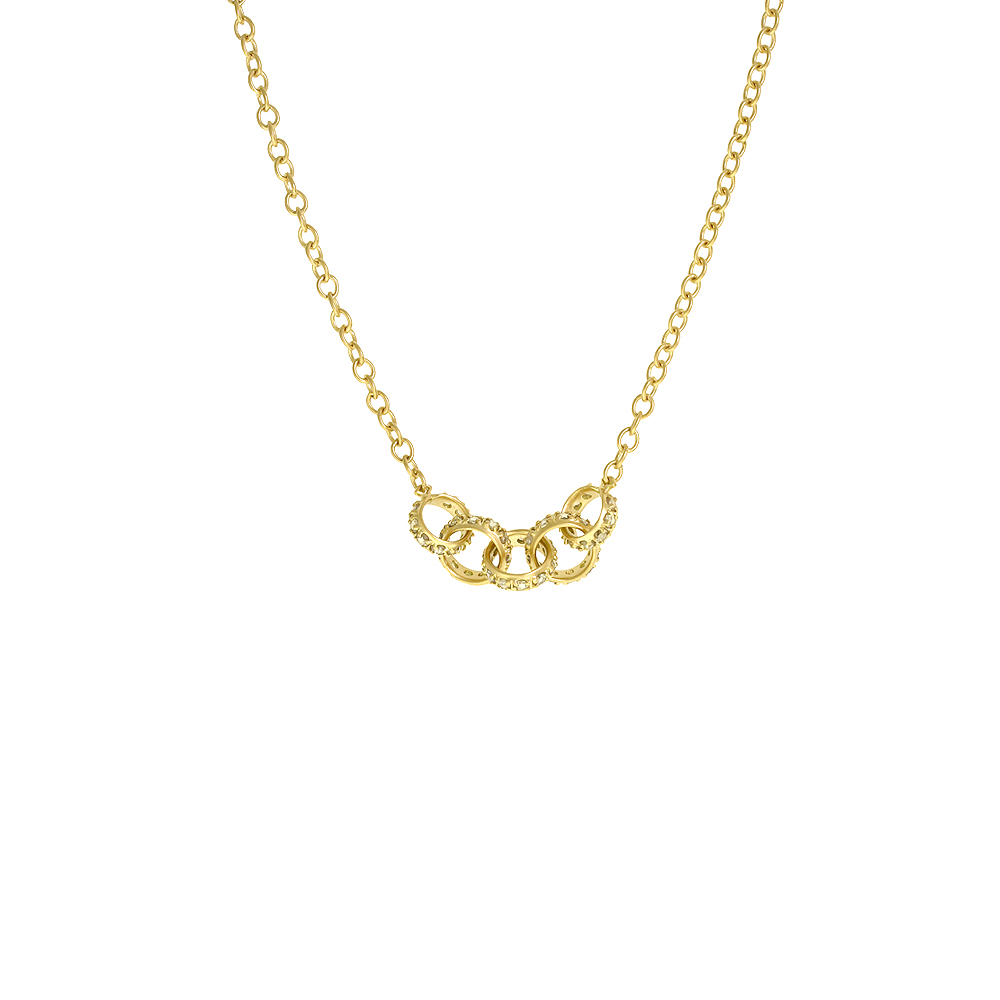 Five Petite Hoopla Necklace - Yellow Gold