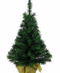 Fizzco Artificial Green Tree In Jute Bag - 75cm (2.5ft)
