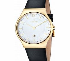 Fjord Mens Olle 2 Hand Gold Black Slim Watch