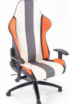 Denver FKRSE12035 Sports Seat Office Chair with Arm Rests Artificial Leather Orange / White / Grey