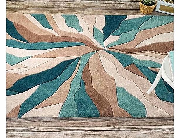 Flair Rugs Infinite Splinter Handtufted Rug, Teal, 120 x 170 Cm