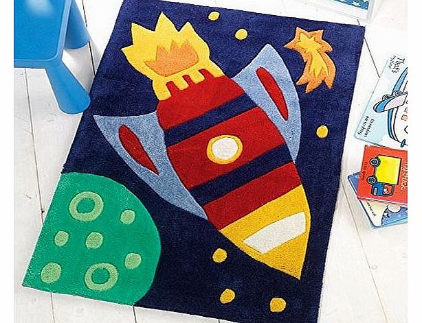 Flair Rugs Kiddy Play Rocket Childrens Rug, Multi, 70 x 100 Cm