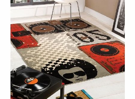Retro Funky Beat Box Rug, Multi, 120 x 160 Cm