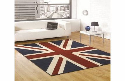 Retro Funky Buckingham Red/White/Blue Modern Design Oblong Rug 160X225