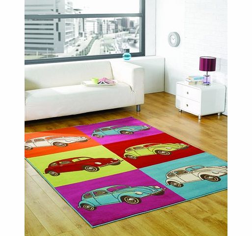 Retro Funky Bug Multi Childrens Rug Rug Size: 160cm x 120cm (5 ft 3 in x 3 ft 11 in)