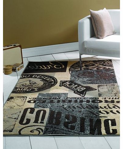 Retro Funky Insignia Rug, Charcoal, 120 x 160 Cm