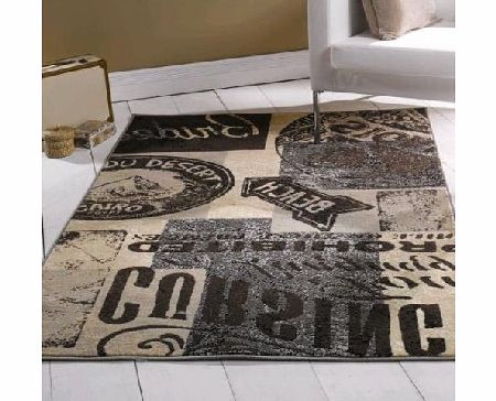 Retro Funky Insignia Rug, Charcoal, 160 x 225 Cm