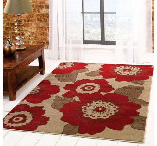 Sincerity Modern Blossom Rug, Red, 160 x 230 Cm