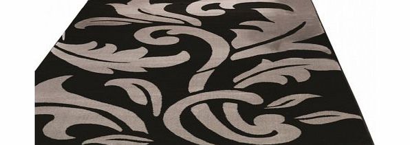 Flair Rugs Sincerity Modern Script Rug, Black/Silver, 120 x 170 Cm