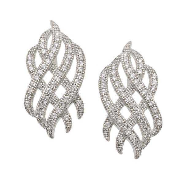 Flame Sterling Silver Earrings with CZ Stones