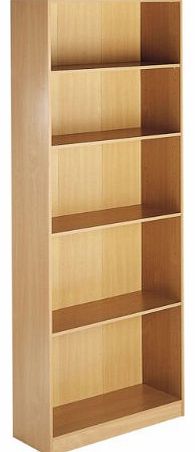 Flatpack Maestro Tall Wooden Open Front Bookcase - 5 Shelf - Oak (HBC)