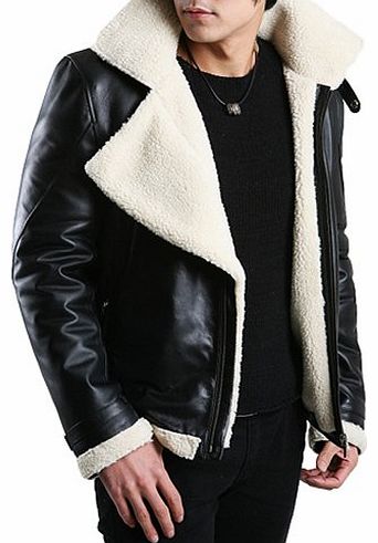 Mens Genuine Leather Jacket Winter Coats Sheepskin Rider (LJ104) L