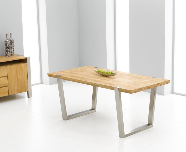 Flavia Oak and Brushed Steel Dining Table - 180cm