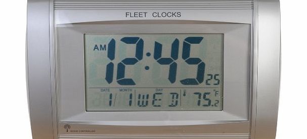 Radio Controlled LCD Digital Wall or Desk Clock RW17 Overall size 24cm x 16cm with Date, Month, Day (3 letters e.g. MON, WED, SAT.) amp; Temperature. 3 x AAA batteries included Completely Silent
