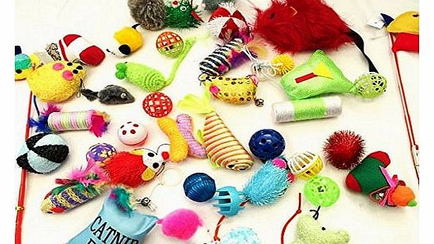 FLG Cat Kitten Toys Small Fur Mice Bells Balls With Catnip Bulk Pack X 10 Items