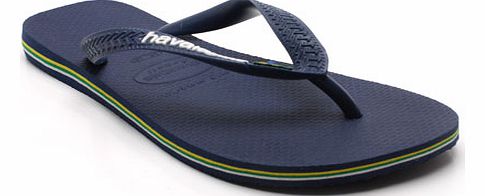 Flip Flops  Havaianas Brazil Logo Mens Flip Flops Navy