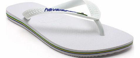 Flip Flops  Havaianas Brazil Logo Mens Flip Flops White