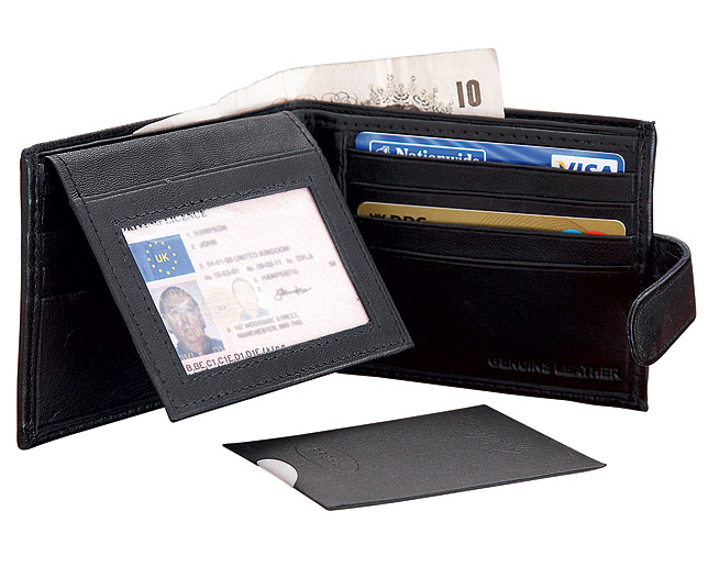 Flip Over Leather Wallet with Torch