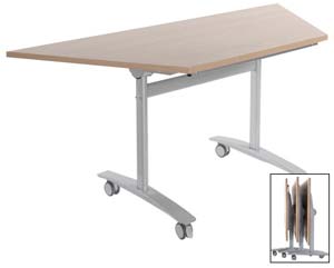Flip top trapezoidal tables