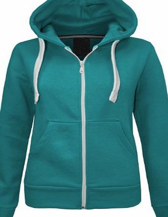 Unisex Ladies New Plain Casual Long Sleeve Pocket Hoody Top Womens Fixed Hood Stretch Front Zip Contrast Drawstring Detail Basic Hooded Jacket WOMENS PLAIN HOODIE LADIES HOODED ZIP ZIPPER TOP SWEAT SH