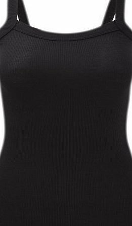 FLIRTY WARDROBE Womens Plain Ribbed Vest Tops Ladies Strappy Long Stretch Rib Top Casual T-Shirt (UK 12-14 (M/L), YELLOW)
