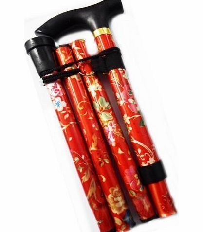 Flissy Red Floral Lightweight Walking Stick