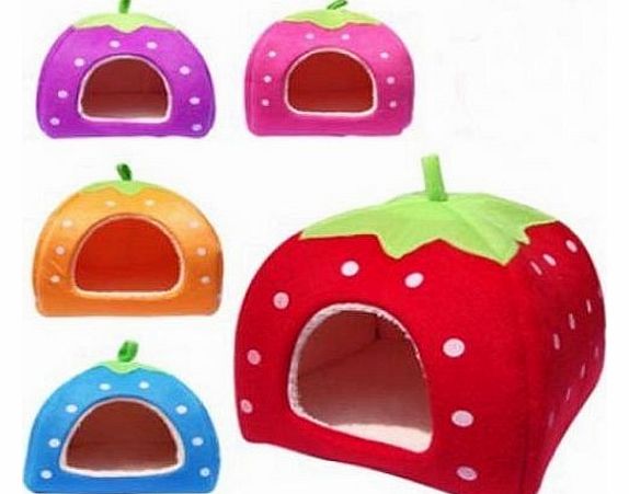 Strawberry Pet igloo bed / House 3 sizes and 3 colours to choose from (Medium, Red)