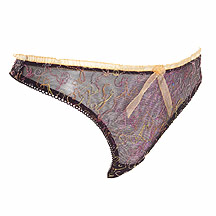 Black rainbow embroidered thong