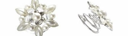 Flora Pack of 6 Designer Bridal/Prom Hair Spiral Coils,IVORY
