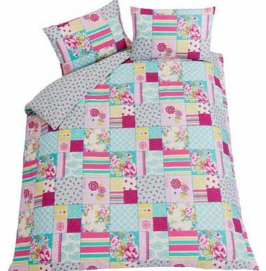 Floral Blocks Multicoloured Bedding Set - Kingsize